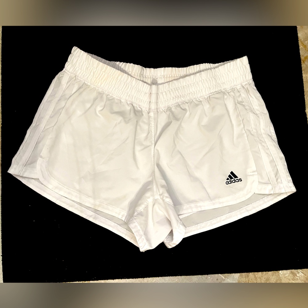 Adidas White Athletic Shorts Lightweight Breathable